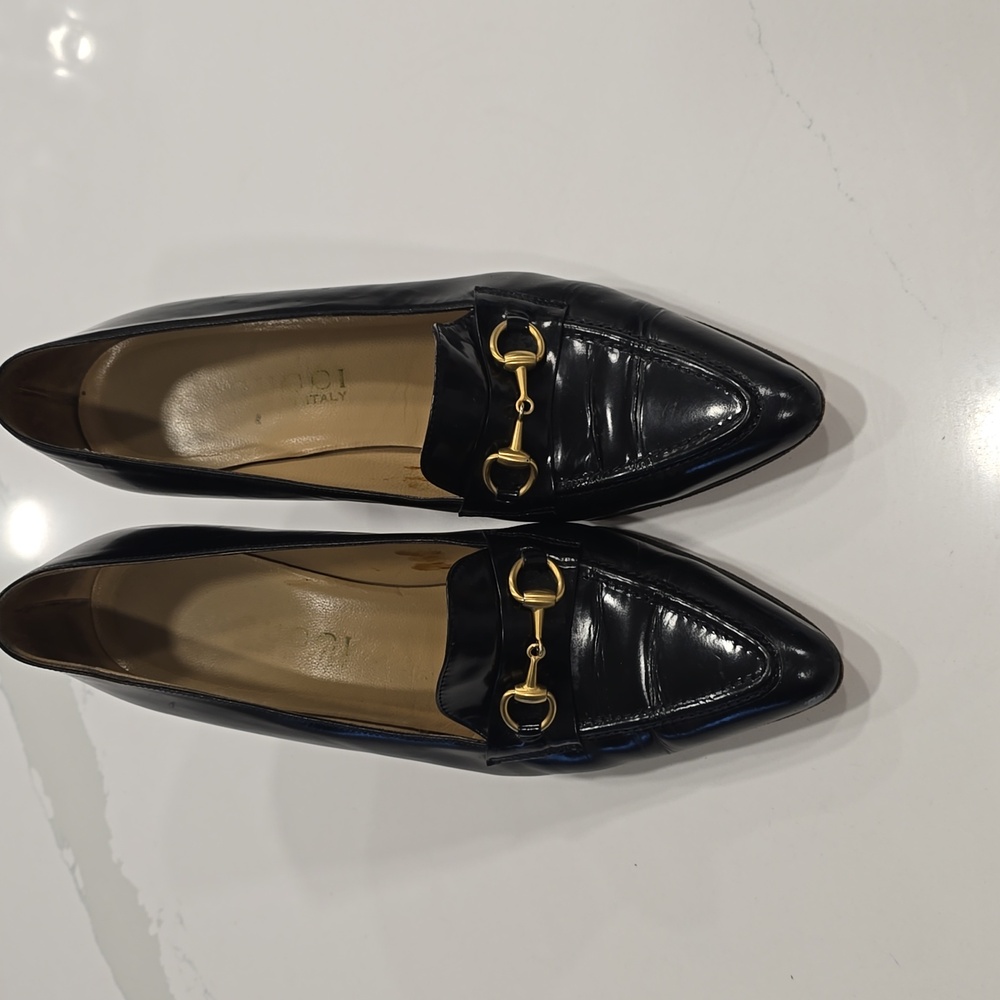 Gucci Black Horsebit Loafer Style Heels Size 9